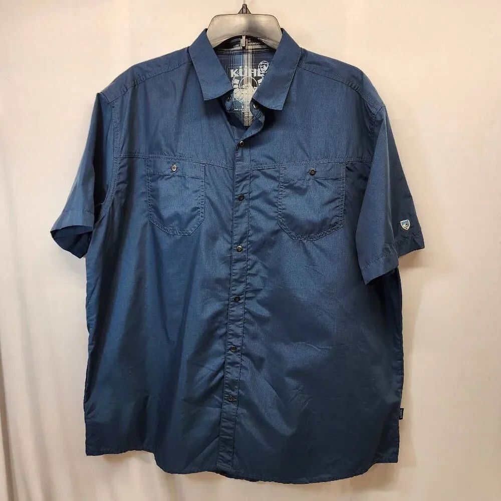 Kuhl Southlake Short Sleeve Button Up Shirt Men’s XL Blue Outdoor Hiking - Picture 2 of 8